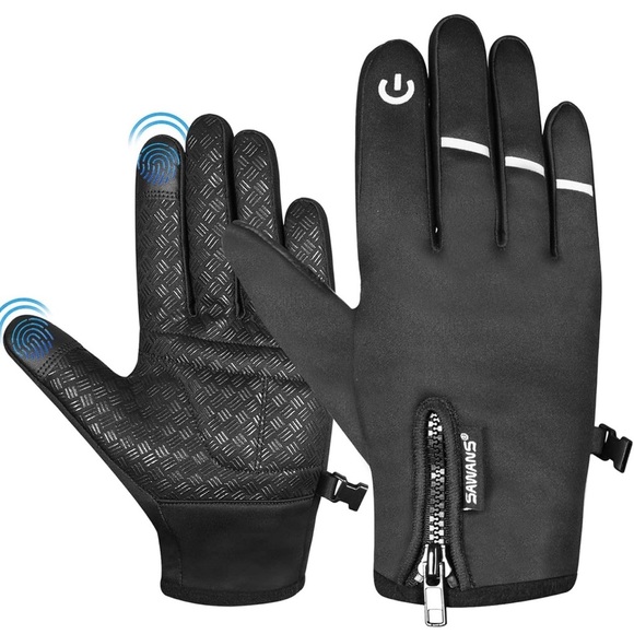 Cycling Gloves Thermal Winter Warm Gloves Touchscreen Adjustable Windproof - Picture 1 of 6